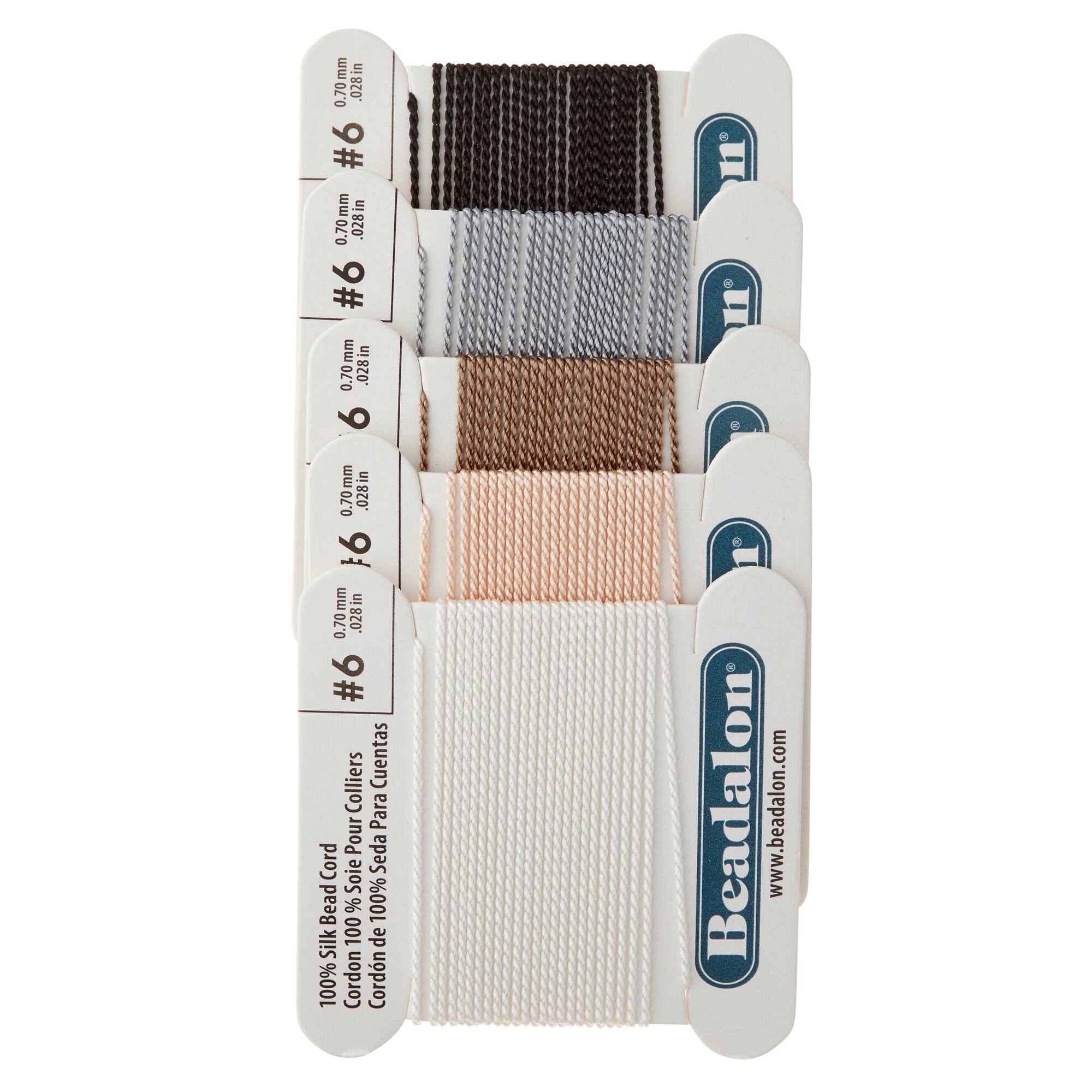 6 Packs: 5 ct. (30 total) Beadalon® Size 6 Earth Tone Silk Bead Cord